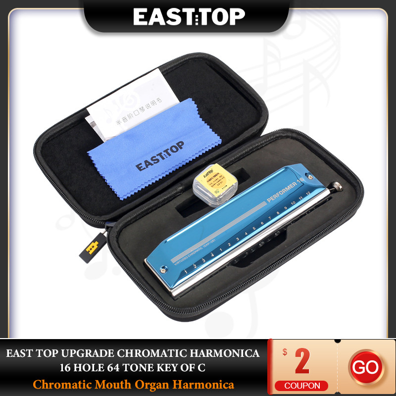 Harmonica 10 Hole - Easttop EAP-16 gaita cromática 16 buracos