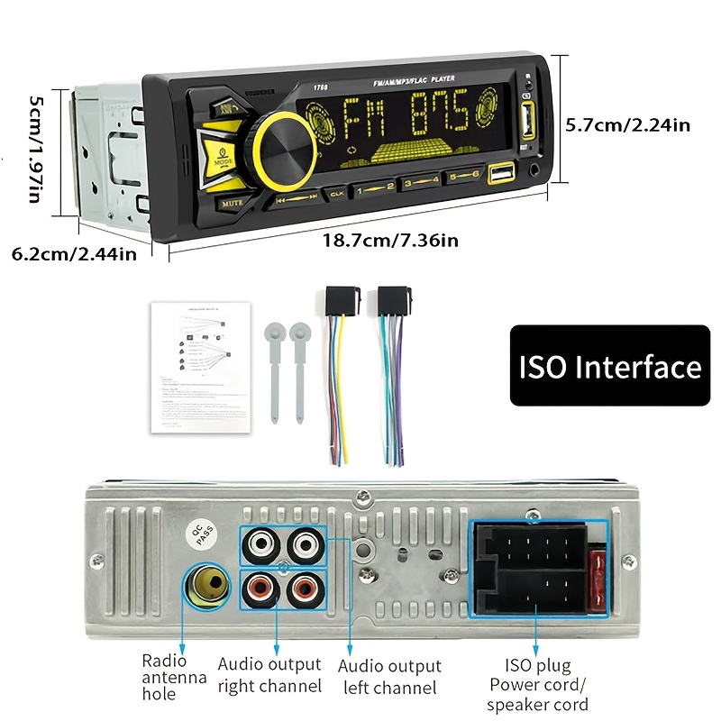 Rádio Automotivo 1DIN In-Dash  - Audio Without Music avaliação e preço